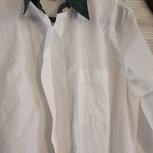 Vintage Sophisticates Pendleton White Button Fown Green Plaid Womens SZ 12 Gold - Picture 8 of 8